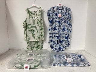 4 X JOHN LEWIS & PARTNERS ONYX VEST CROP PYJAMAS IN GREEN SIZE: 18 TO INCLUDE 4 X NIKITA SS SHORTY PYJAMAS IN BLUE SIZE: 18: LOCATION - BR4