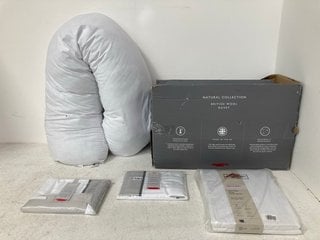 QTY OF ASSORTED BEDDING ITEMS TO INCLUDE JOHN LEWIS & PARTNERS BRITISH WOOL DUVET MID WARMTH DOUBLE SIZE: LOCATION - BR6