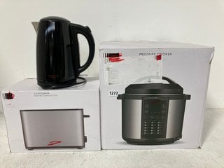 3 X ASSORTED KITCHEN APPLIANCES TO INCLUDE JOHN LEWIS & PARTNERS PRESSURE COOKER: LOCATION - BR7