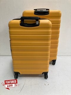 JOHN LEWIS & PARTNERS LARGE HARD SHELL SUITCASE IN YELLOW TO INCLUDE JOHN LEWIS & PARTNERS MEDIUM HARD SHELL SUITCASE IN YELLOW: LOCATION - BR1