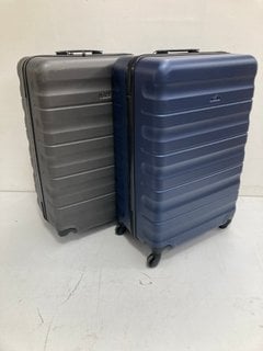 JOHN LEWIS & PARTNERS LARGE HARD SHELL SUITCASE IN BLUE TO INCLUDE JOHN LEWIS & PARTNERS HARD SHELL SUITCASE IN GREY: LOCATION - BR1