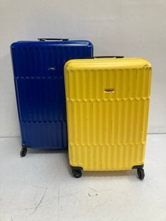 JOHN LEWIS & PARTNERS LARGE HARD SHELL SUITCASE IN BLUE TO INCLUDE JOHN LEWIS & PARTNERS MEDIUM HARD SHELL SUITCASE IN YELLOW: LOCATION - BR3