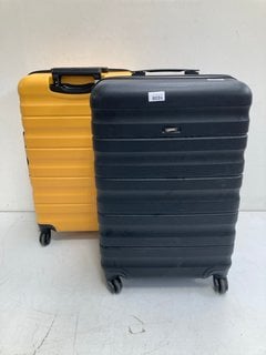 JOHN LEWIS & PARTNERS MEDIUM HARD SHELL SUITCASE IN YELLOW TO INCLUDE JOHN LEWIS & PARTNERS MEDIUM HARD SHELL SUITCASE IN BLACK: LOCATION - BR3