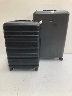 JOHN LEWIS & PARTNERS LARGE HARD SHELL SUITCASE IN GREY TO INCLUDE JOHN LEWIS & PARTNERS MEDIUM HARD SHELL SUITCASE IN BLACK: LOCATION - BR4