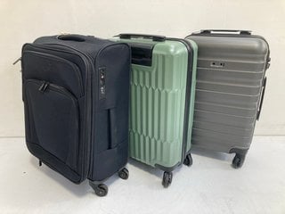 3 X ASSORTED LUGGAGE TO INCLUDE JOHN LEWIS & PARTNERS CABIN SIZE HARD SHELL SUITCASE IN GREY: LOCATION - BR4