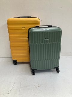 JOHN LEWIS & PARTNERS MEDIUM HARD SHELL SUITCASE IN YELLOW TO INCLUDE JOHN LEWIS & PARTNERS CABIN SIZE HARD SHELL SUITCASE IN GREEN: LOCATION - BR4