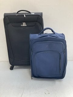 AMERICAN TOURISTER LARGE SUITCASE IN BLACK TO INCLUDE JOHN LEWIS & PARTNERS CABIN SIZE SUITCASE IN BLUE: LOCATION - BR5