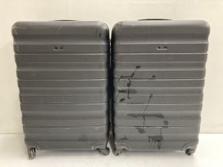 2 X JOHN LEWIS & PARTNERS LARGE HARD SHELL SUITCASES IN BLACK: LOCATION - BR5