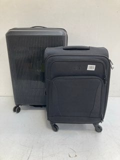 AMERICAN TOURISTER MEDIUM HARD SHELL SUITCASE IN BLACK TO INCLUDE JOHN LEWIS & PARTNERS CABIN SIZE SUITCASE IN BLACK: LOCATION - BR5