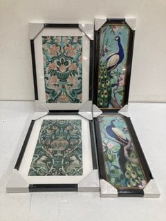 4 X ASSORTED FRAMED WALL ART TO INCLUDE PRETTY PEACOCK 1 FRAMED WALL ART: LOCATION - BR7