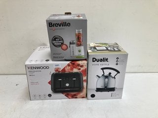 3 X ASSORTED ITEMS TO INCLUDE KENWOOD DAWN COLLECTION 4 SLICE TOASTER IN BLACK: LOCATION - BR8