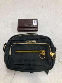 2 X ASSORTED BARBOUR ITEMS TO INCLUDE BARBOUR WALLET IN BROWN: LOCATION - BR9