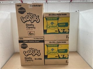 4 X BOXES OF ASSORTED SNACKS TO INCLUDE 2 X BOXES OF WALKERS QUAVERS ( B.B DATE 05.10.2024 ): LOCATION - BR5