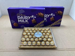 2 X CADBURY DAIRY MILK COLLECTIONS (B.B DATE 07.09.2024 ) TO INCLUDE FERRERO ROCHER CHOCOLATE TRAY ( B.B DATE 07.05.2024 ): LOCATION - BR6