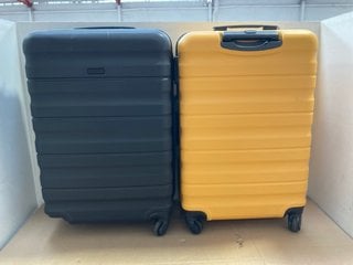 JOHN LEWIS & PARTNERS YELLOW & BLACK HARD SHELL MEDIUM SUITCASE TO INCLUDE JOHN LEWIS & PARTNERS BLACK HARD SHELL SUITCASE: LOCATION - BR7