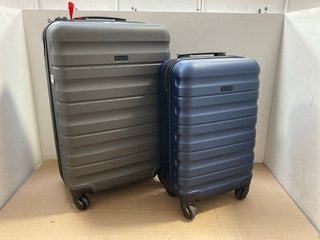 JOHN LEWIS & PARTNERS NAVY & BLACK HARDSHELL CABIN CASE TO INCLUDE JOHN LEWIS & PARTNERS GREY/BLACK HARDSHELL MEDIUM SUITCASE: LOCATION - BR7