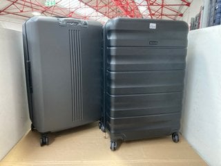 JOHN LEWIS & PARTNERS HARDSHELL BLACK SUITCASE TO INCLUDE JOHN LEWIS & PARTNERS GREY/BLACK LARGE SHELL SUITCASE: LOCATION - BR7