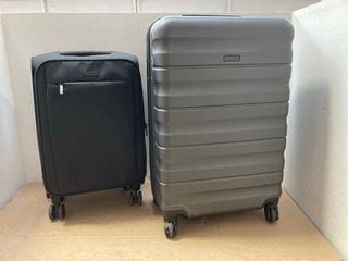 2 X ASSORTED JOHN LEWIS & PARTNERS SUITCASES TO INCLUDE GREY/BLACK MEDIUM HARD SHELL SUITCASE: LOCATION - BR8