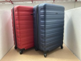 JOHN LEWIS & PARTNERS RED & BLACK LARGE HARD SHELL SUITCASE TO INCLUDE JOHN LEWIS & PARTNERS NAVY HARD SHELL CASE: LOCATION - BR8