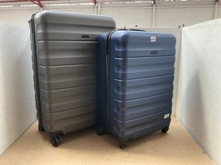 2 X ASSORTED JOHN LEWIS & PARTNERS HARD SHELL SUITCASE TO INCLUDE BLUE/BLACK HARD SHELL MEDIUM CASE: LOCATION - BR8