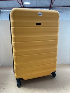 JOHN LEWIS & PARTNERS YELLOW & BLACK LARGE HARD SHELL SUITCASE: LOCATION - BR8