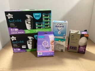 QTY OF ASSORTED BABY CARE ITEMS TO INCLUDE TOMMEE TIPPEE TWIST & CLICK REFILLS: LOCATION - BR12