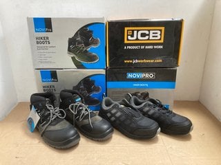 4 X ASSORTED SAFETY FOOTWEAR TO INCLUDE JCB CAGELOW - WORK WEAR SAFETY BOOTS IN GREY MESH & BLACK UK SIZE 11: LOCATION - BR15