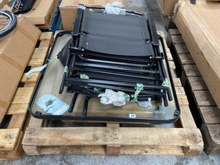 PALLET OF ASSORTED ITEMS TO INCLUDE BLACK FOLDING GARDEN CHAIRS: LOCATION - B3 (KERBSIDE PALLET DELIVERY)