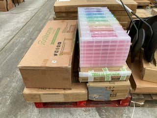 PALLET OF ASSORTED ITEMS TO INCLUDE MULTI COLOUR 8 DRAWER PLASTIC UNIT: LOCATION - B3 (KERBSIDE PALLET DELIVERY)