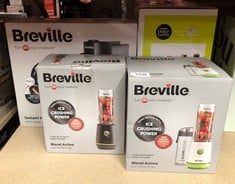 QUANTITY OF KITCHEN & APPLIANCES ITEMS TO INCLUDE BREVILLE BLEND ACTIVE PERSONAL BLENDER & SMOOTHIE MAKER | 350W | 2 PORTABLE BLEND ACTIVE BOTTLES (600ML) | LEAK PROOF LIDS | WHITE & GREEN [VBL246]: