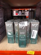 QUANTITY OF HEALTH & BEAUTY ITEMS TO INCLUDE BOOTS NO7 FUTURE RENEW DAMAGE REVERSAL SERUM, 25 G (PACK OF 1): LOCATION - RACK B