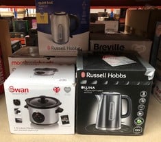 QUANTITY OF KITCHEN & APPLIANCES ITEMS TO INCLUDE SWAN SF17010N 1.5 LITRE SLOW COOKER WITH 3 HEAT SETTINGS, GLASS LID, 120W, STAINLESS STEEL: LOCATION - RACK B