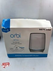 NETGEAR ORBI TRI-BAND WIFI 6 ROUTER (RBR860S), COVERAGE UP TO 2,700 SQ. FT., 100 DEVICES, 10 GIG INTERNET PORT, FREE ARMOR SECURITY, EXPANDABLE TO CREATE A MESH SYSTEM, AX6000 802.11 AX (UP TO 6GBPS)