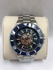 MEN'S AUTOMATIC DESCHAMPS & CO WATCH- BLUE DIAL- STAINLESS STEEL STRAP: LOCATION - TOP 50 RACK