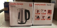 QUANTITY OF KITCHEN & APPLIANCES ITEMS TO INCLUDE MORPHY RICHARDS EQUIP RED JUG KETTLE - 1.7L - RAPID BOIL - LIMESCALE FILTER - 102785: LOCATION - RACK C