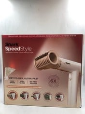 SHARK SPEEDSTYLE HAIR DRYER & RAPID GLOSS FINISHER WITH STORAGE BAG, 5 STYLERS, FOR ALL HAIR TYPES, ULTRA FAST DRYING, SMOOTHS FLYAWAYS, NO HEAT DAMAGE, AUTOMATIC SETTINGS, IONIC, SILK HD352UK. RRP £