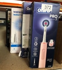 QUANTITY OF HEALTH & BEAUTY ITEMS TO INCLUDE ORAL-B PRO 3 ELECTRIC TOOTHBRUSHES FOR ADULTS, 1 3D WHITE TOOTHBRUSH HEAD, 3 MODES WITH TEETH WHITENING, 2 PIN UK PLUG, 3000, PINK: LOCATION - RACK D