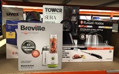 QUANTITY OF KITCHEN & APPLIANCES ITEMS TO INCLUDE BREVILLE BLEND ACTIVE PERSONAL BLENDER & SMOOTHIE MAKER | 350W | 2 PORTABLE BLEND ACTIVE BOTTLES (600ML) | LEAK PROOF LIDS | WHITE & GREEN [VBL246]: