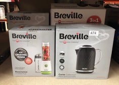 QUANTITY OF KITCHEN & APPLIANCES ITEMS TO INCLUDE BREVILLE BLEND ACTIVE PERSONAL BLENDER & SMOOTHIE MAKER | 350W | 2 PORTABLE BLEND ACTIVE BOTTLES (600ML) | LEAK PROOF LIDS | WHITE & GREEN [VBL246]: