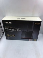 ASUS RT-AX86U PRO (AX5700) DUAL BAND WIFI 6 EXTENDABLE GAMING ROUTER, 2.5G PORT, GAMING PORT, MOBILE GAME MODE, PORT FORWARDING, SUBSCRIPTION-FREE NETWORK SECURITY, VPN, AIMESH COMPATIBLE. RRP £220: