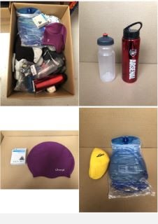 QUANTITY OF SPORTS & EXERCISE ITEMS TO INCLUDE ARSENAL WATER BOTTLE : LOCATION - RACK F