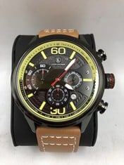 MEN'S LOUIS LACOMBE CHRONOGRAPH WATCH- 3 SUB DIALS- SOFT TOUCH STRAP- EST £395: LOCATION - TOP 50 RACK