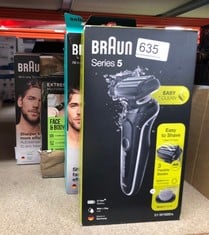 QUANTITY OF HEALTH & BEAUTY ITEMS TO INCLUDE BRAUN SERIES 5 51-W1600S ELECTRIC SHAVER FOR MEN WITH EASYCLICK BODY GROOMER ATTACHMENT, EASYCLEAN, WET & DRY, RECHARGEABLE, CORDLESS FOIL RAZOR, WHITE, R