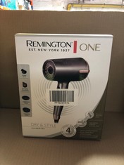 REMINGTON ONE DRY AND STYLE HAIR DRYER (SALON PERFORMANCE, 4 ATTACHMENTS - PRECISION STYLING (2 DIFFUSERS, FLYAWAY, SLIM CONCENTRATOR) - COMPACT, DUAL IONIC SYSTEM, 8 HEAT SPEED SETTINGS, 2000W) D607