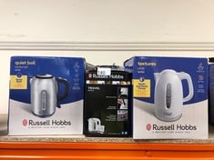 QUANTITY OF KITCHEN & APPLIANCES ITEMS TO INCLUDE RUSSELL HOBBS BRUSHED STAINLESS STEEL ELECTRIC 1.7L CORDLESS KETTLE (QUIET & FAST BOIL 3KW, REMOVABLE WASHABLE ANTI-SCALE FILTER, PUSH BUTTON LID, PE