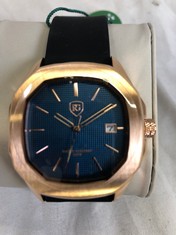 RAYMOND GAUDIN MENS BLACK STRAP WATCH WITH PEARL BLUE FACE : LOCATION - A