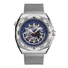 LIMITED EDITION SWAN & EDGAR HAND ASSEMBLED WORLD COMPASS AUTOMATIC STEEL SKU:SE01333 RRP £200: LOCATION - B