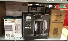 QUANTITY OF KITCHEN & APPLIANCES ITEMS TO INCLUDE DAEWOO ESSENTIALS 0.5L DUAL VOLTAGE TRAVEL KETTLE, INCLUDES 2 TRAVEL CUPS, WHITE: LOCATION - C