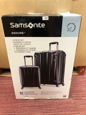 1 X SAMSONITE ENDURE 2 PIECE HARD SHELL SUITCASE SET BLACK EXPANDABLE, TSA LOCK, USB PORT.: LOCATION - D