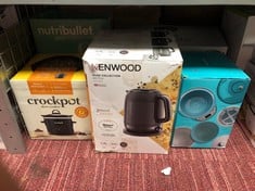 QUANTITY OF KITCHEN & APPLIANCES ITEMS TO INCLUDE KENWOOD DUSK ELECTRIC KETTLE, 360° SWIVEL BASE, WATER LEVEL INDICATOR, CORD STORAGE, BOIL-DRY PROTECTION, REMOVABLE FILTER, CAPACITY 1.7L, ZJP30.000G